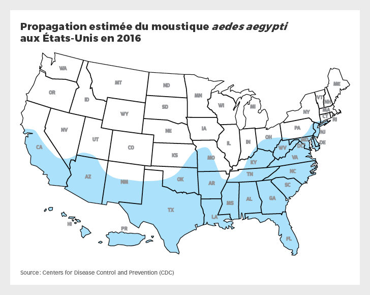 Propagation du moustique aux USA en 2016 (carte)